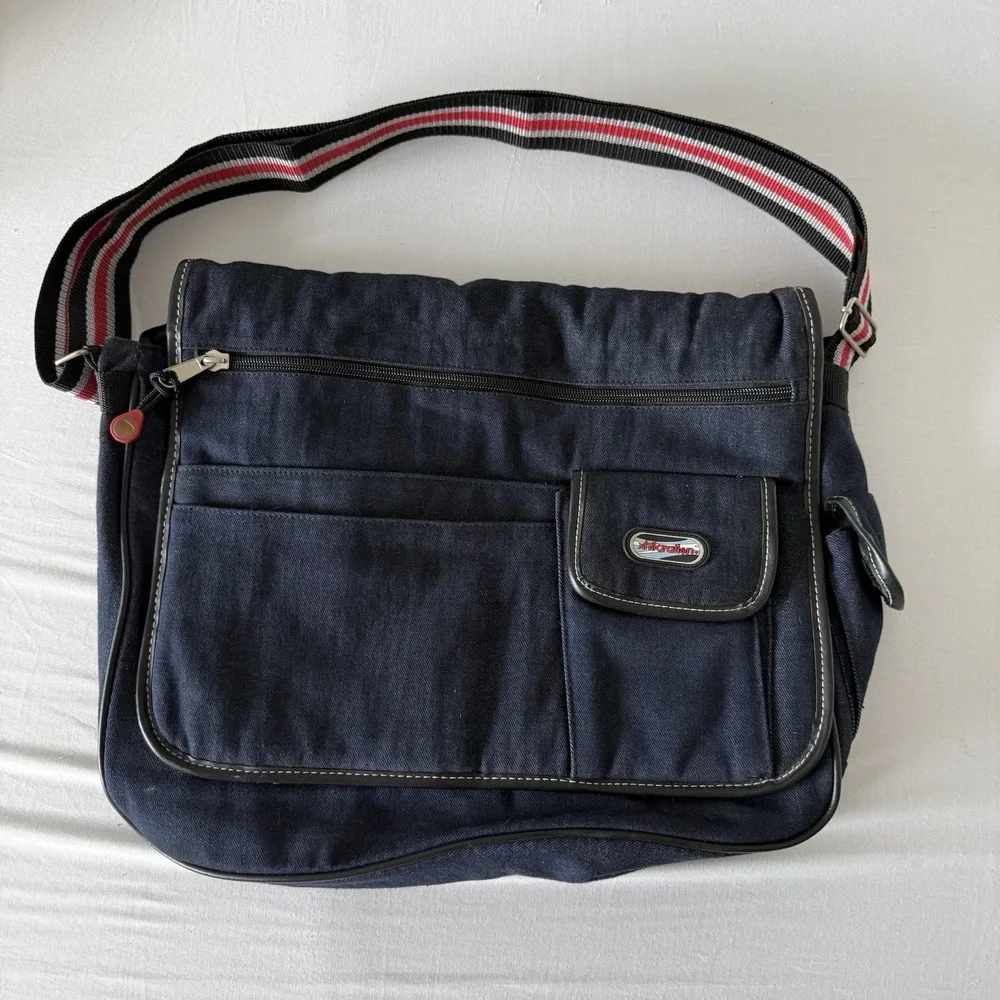 Y2K Messenger Bag Crossbody Retro Laptop Shoulder Bag 00s Hipster Vintage Blue